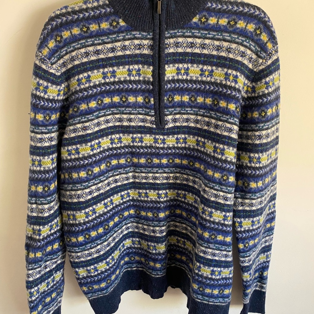 Brooks Brothers Multicolor Zip-Up Pullover Sweater Eclectic Grandpa